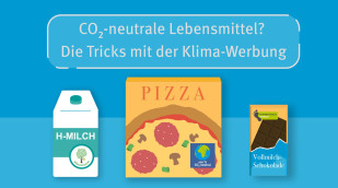 Illustrierte Produkte: H-Milch, Pizza, Schokolade